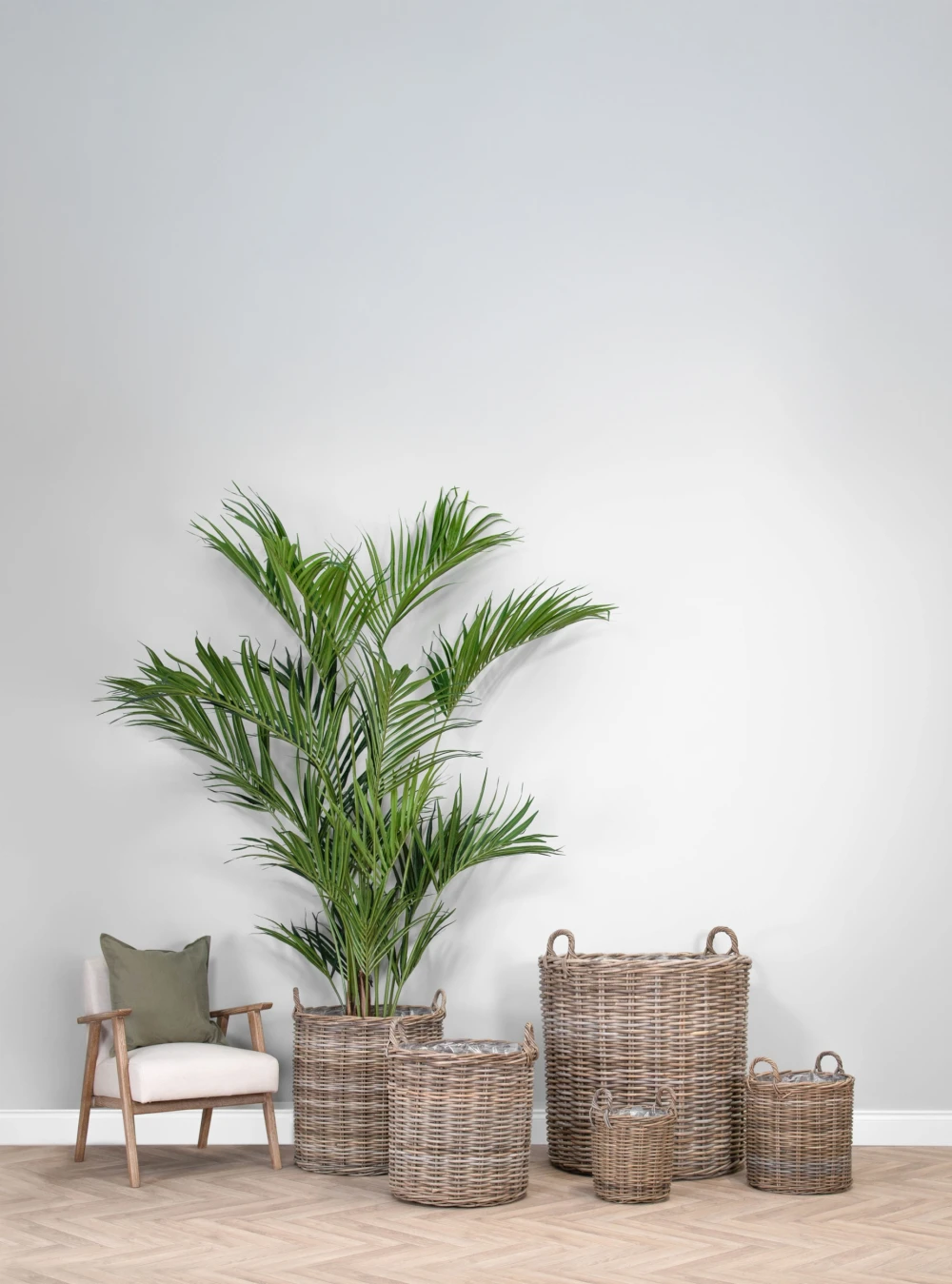 Artificial palm tree situated in our Oxford basket