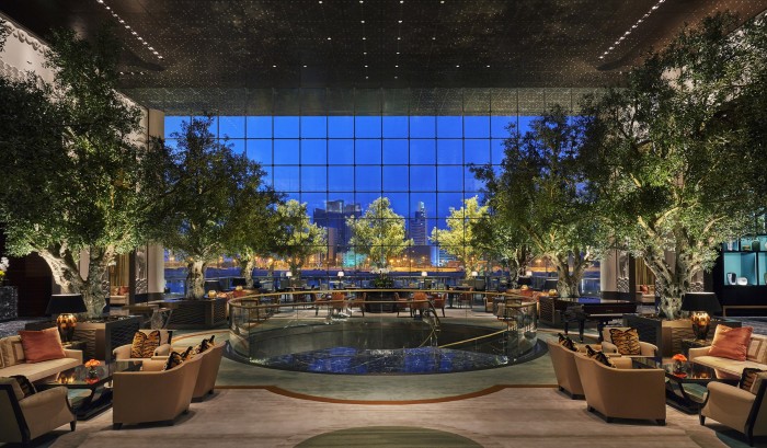 Bespoke artificial olive trees positioned at the Four Seasons Hotel, Bahrain.